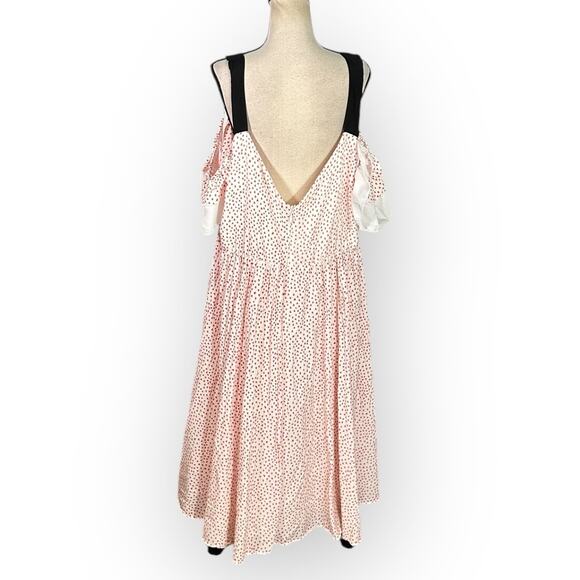 Eloquii Printed Midi Dress Women's Plus 18 White Red Hearts Cold Shoulder RTR - Picture 5 of 13